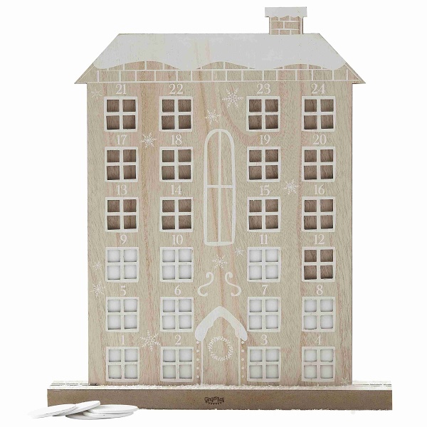 Adventn� kalend�� Dome�ek d�ev�n� 40 x 30 cm