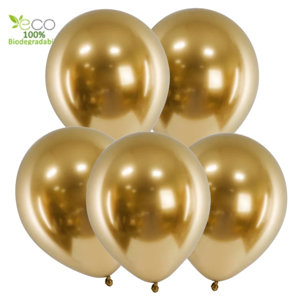 Balonky chromove zlate 5ks 30 cm
