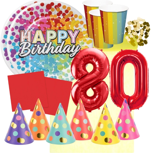 Party sada 80. narozeniny - barevn� oslava pro 6 osob