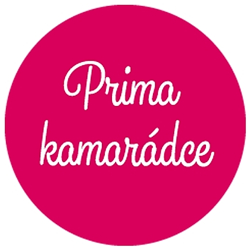 Samolepka na d�rek s textem Prima kamar�dce - r��ov� - 10 cm