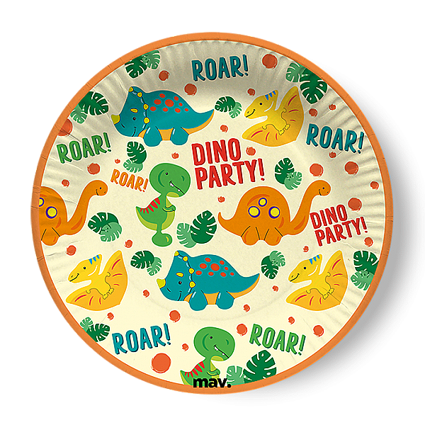 Tal��ky pap�rov� Dino party Color 18 cm 8 ks
