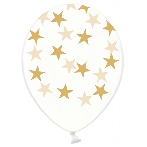 Bal�nek transparentn� zlat� hv�zda 6ks