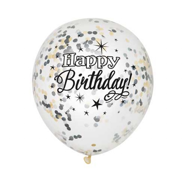 Bal�nky latexov� Happy Birthday s konfetkami