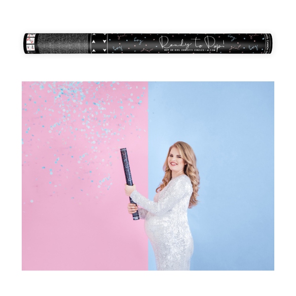 Vyst�elovac� konfety - Gender party Holka nebo kluk r��ov� 60 cm