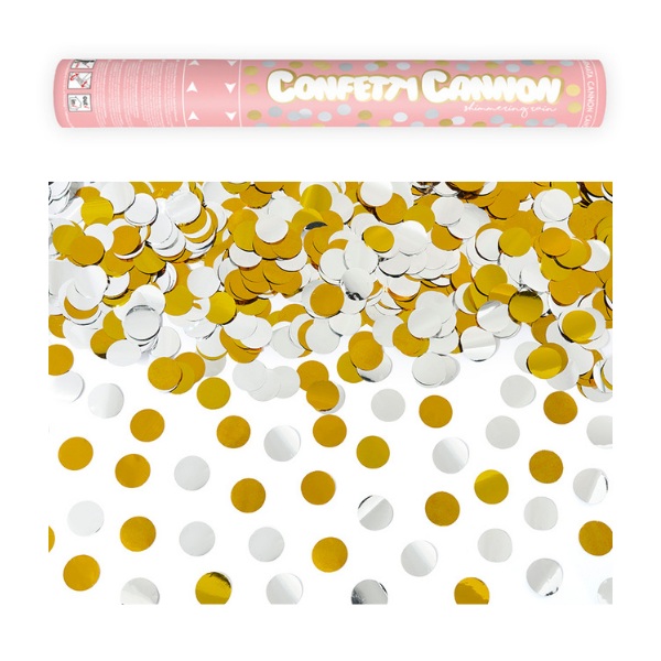 Vyst�elovac� konfety - Party vyst�elovac� zlat� a st��brn� punt�ky 40 cm