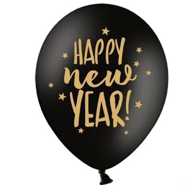 BAL�NEK latexov� Happy New Year �ern� 30cm 6ks