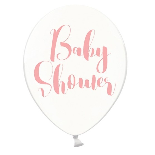 BAL�NKY krystalov� b�l� s r��ov�m n�pisem Baby Shower 30cm 6ks