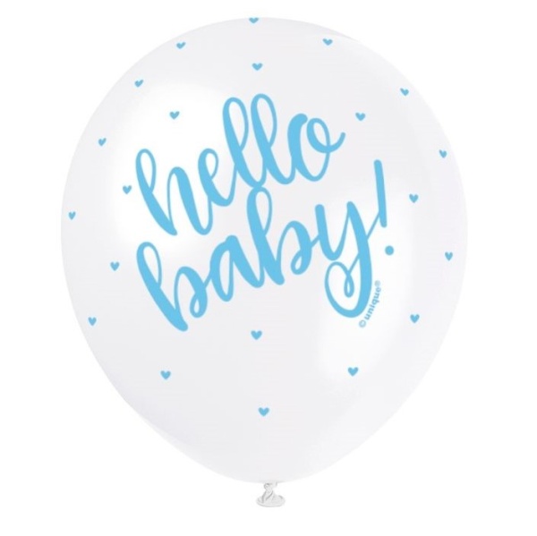 BAL�NKY latexov� Hello Baby modr� 30cm 5ks