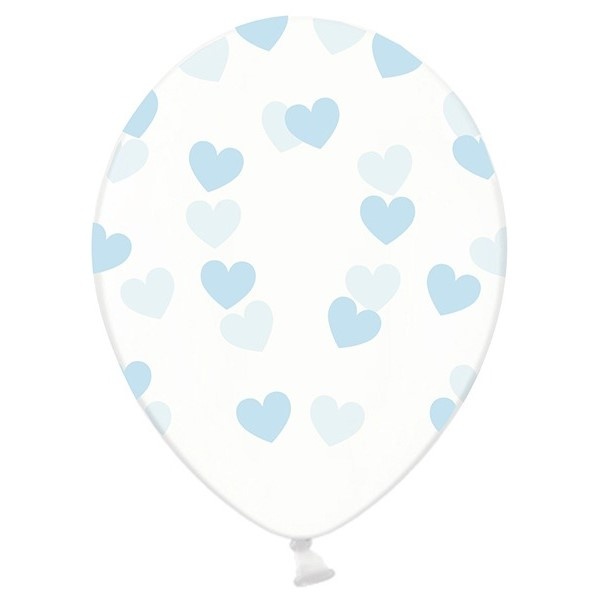 BAL�NKY latexov� transparentn� srdce sv. modr� 30cm 6ks