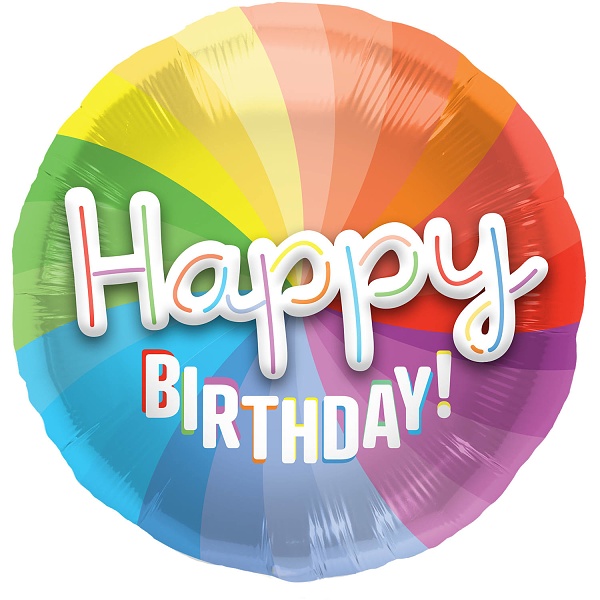 Bal�nek f�liov� 3D duhov� Happy Birthday 56 cm