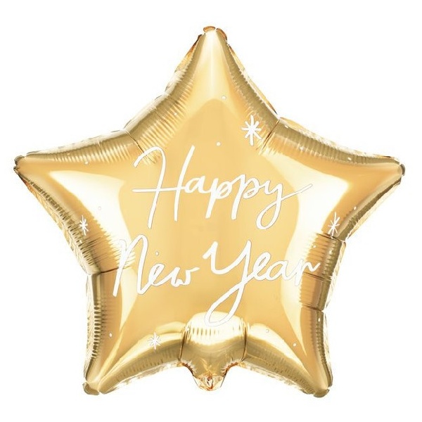 Bal�nek f�liov� Hv�zda zlat� Happy New Year 40 cm