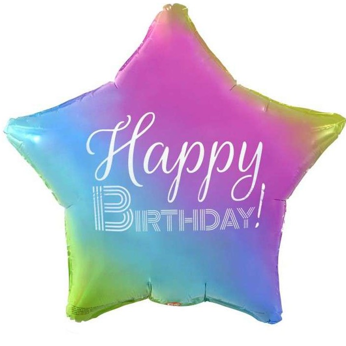 Bal�nek f�liov� hv�zda duhov� Happy Birthday 48 cm