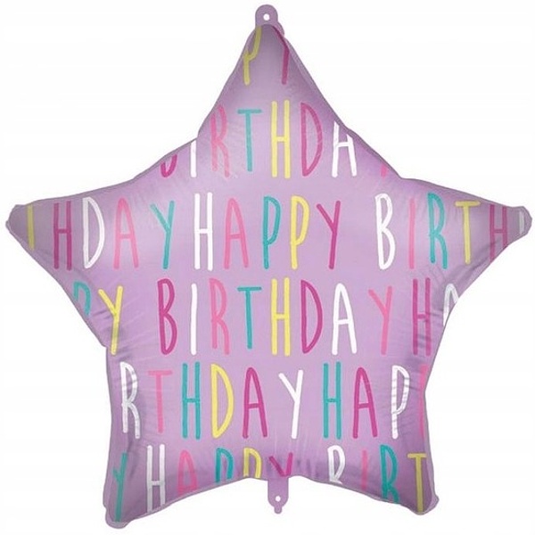 Bal�nek f�liov� hv�zda fialov� Happy Birthday 46 cm