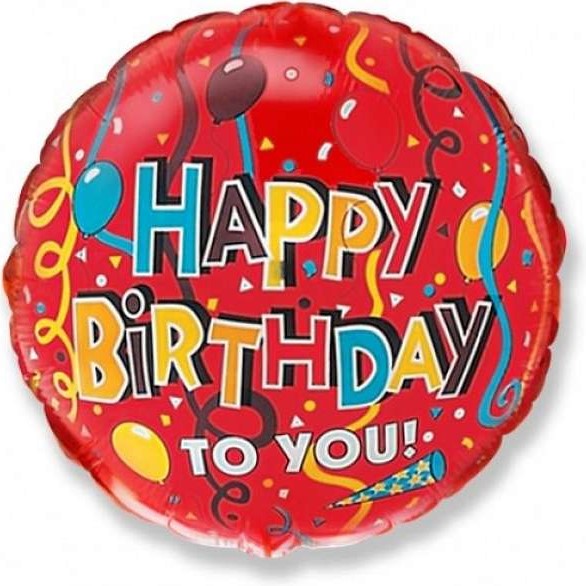 Bal�nek f�liov� kulat� Happy Birthday �erven� 48 cm
