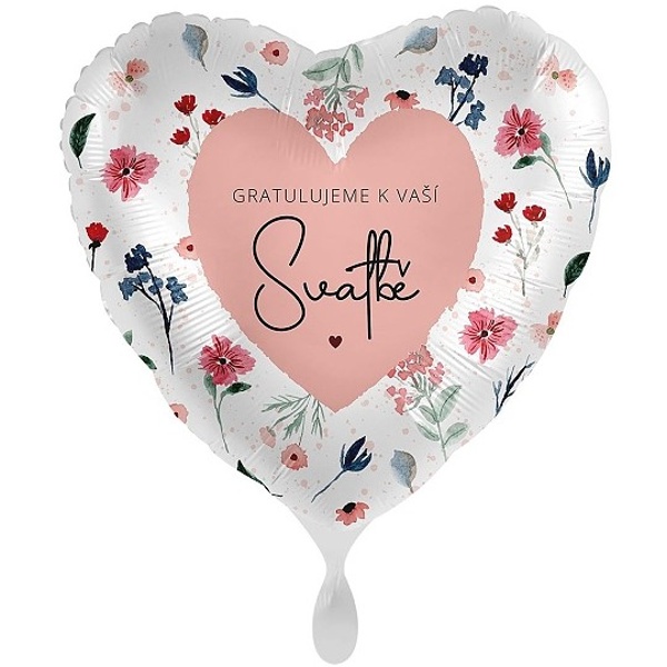 Bal�nek f�liov� srdce Gratulujeme ke svatb� Flowers 43 cm
