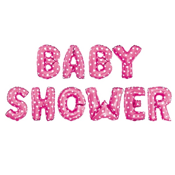 Bal�nkov� n�pis Baby Shower r��ov� se srd��ky 45 cm