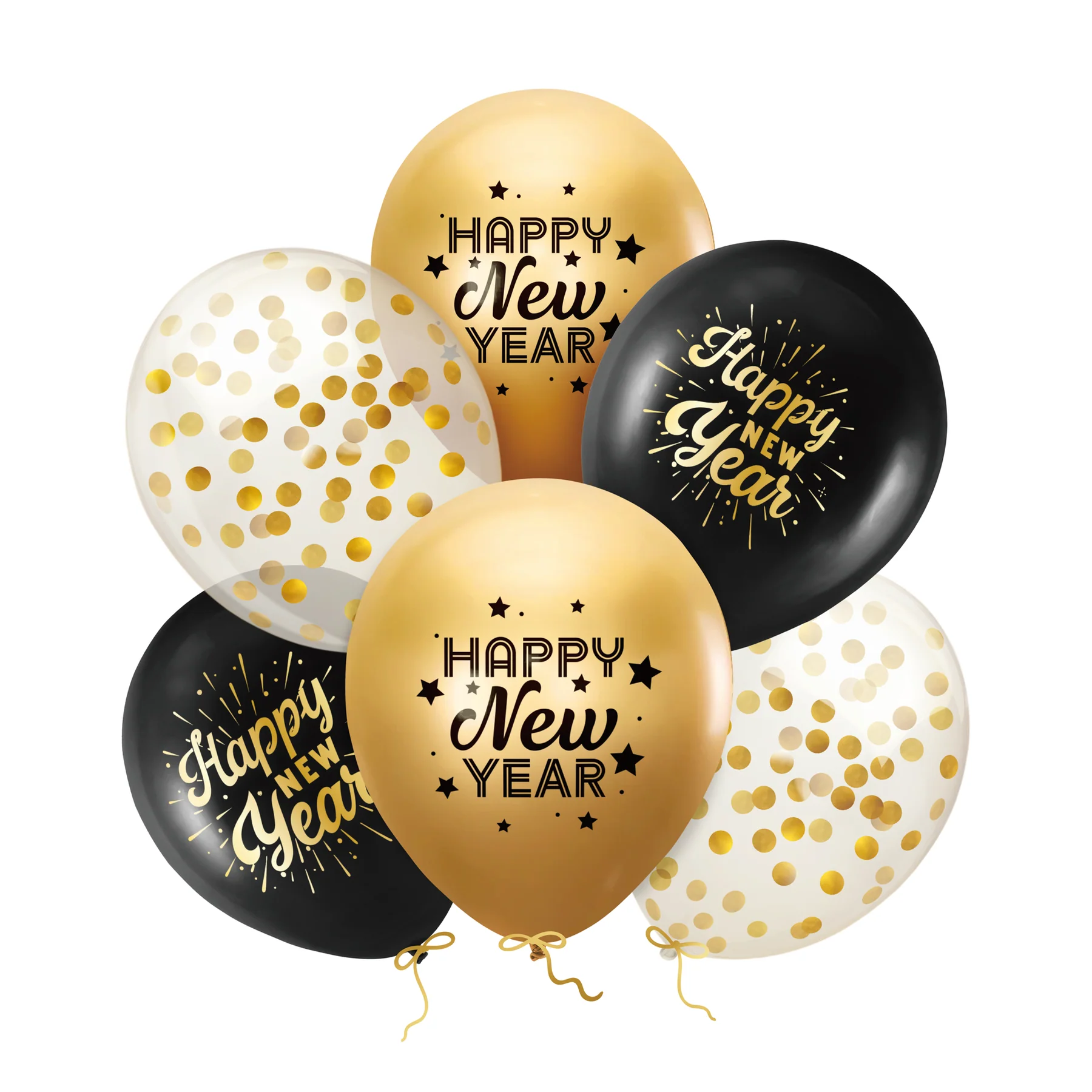 Bal�nky latexov� HNY �erno-zlat� 30cm 6ks