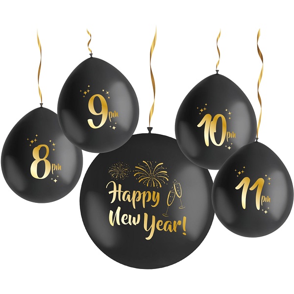 Bal�nky latexov� Happy New Year odpo�et 33/61 cm 5 ks