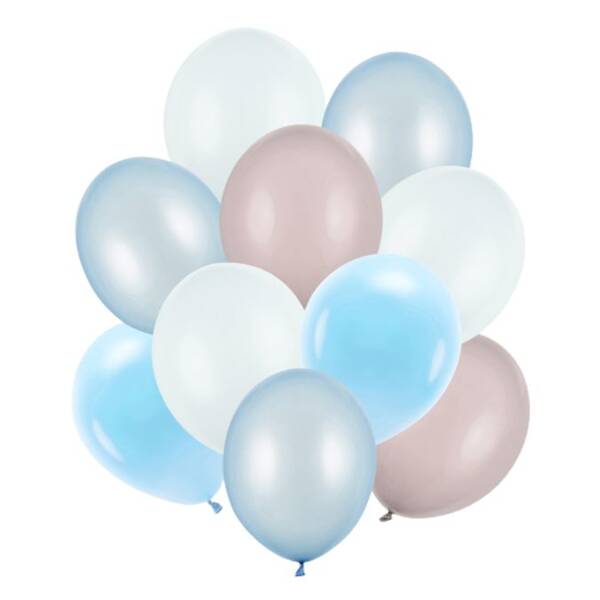 Bal�nky latexov� pastelov� (nebesky modr�, b�ov� , modr�) mix 27-30 cm, 10 ks