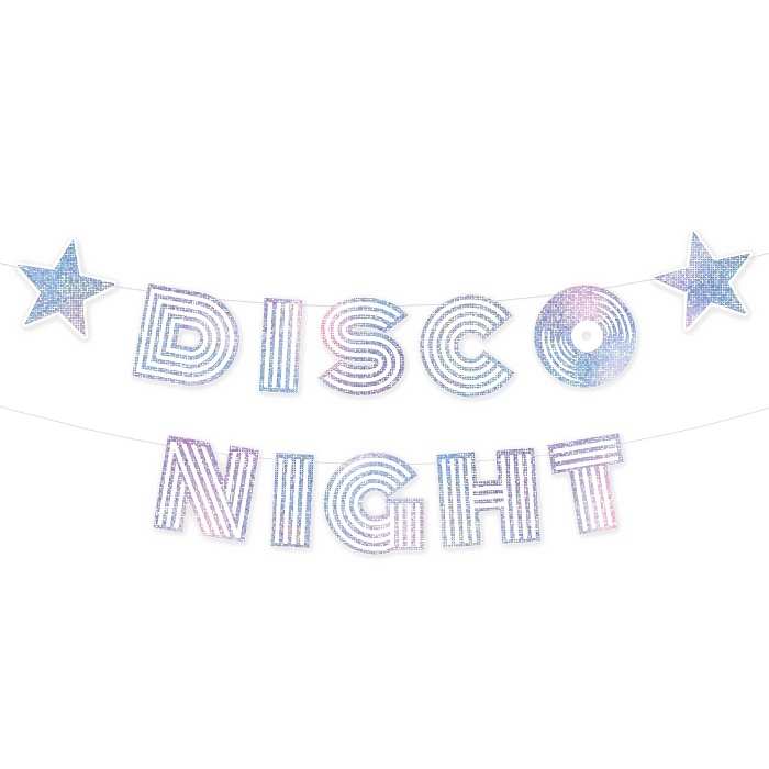 Banner Disco Night st��brn� 182x16 cm