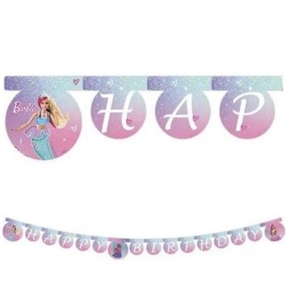 Banner Happy Birthday Barbie 200 cm
