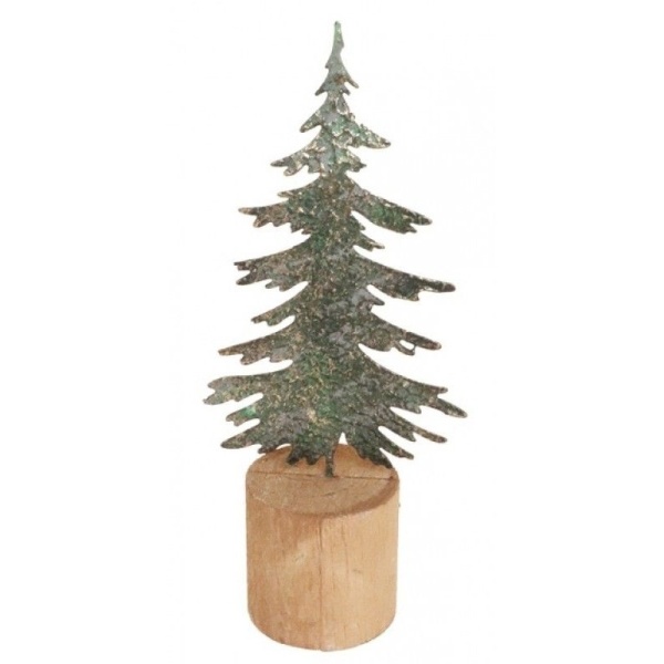 DEKORACE Strome�ek zlato-zelen� na podstavci 24cm