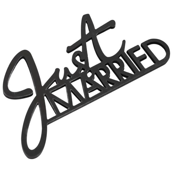 Dekorace d�ev�n� Just Married �ern� 7 x 12 cm 6 ks