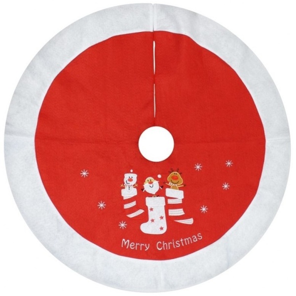 Dekora�n� podlo�ka pod v�no�n� strome�ek �erveno-b�l� 80 cm