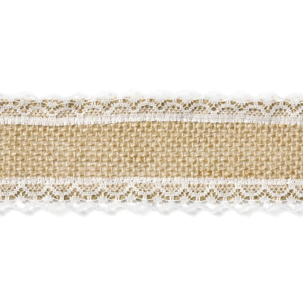 Jutov� stuha s krajkou po stran�ch �ir�� 5x500 cm