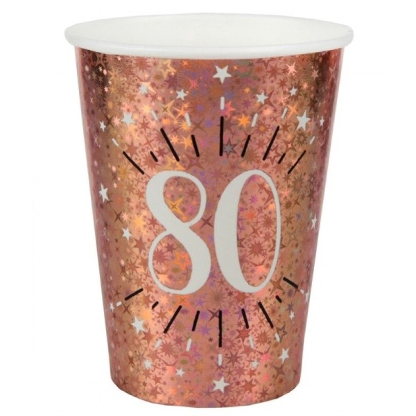 KEL�MKY pap�rov� 80. narozeniny Rose Gold 270ml 10ks