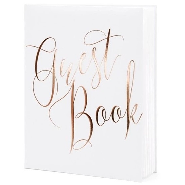 KNIHA host� b�l� s Rose Gold n�pisem 20x24,5cm