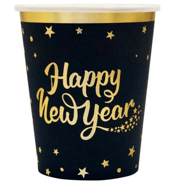 Kel�mky pap�rov� HNY �erno-zlat� 220ml 6ks
