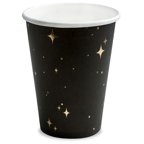 Kel�mky pap�rov�, �ern� se zlat�mi hv�zdi�kami 260ml 6ks