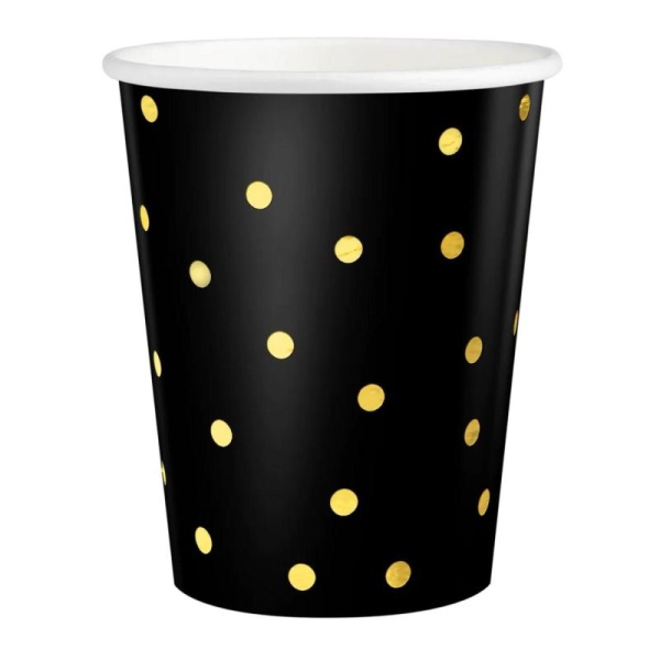 Kel�mky pap�rov� �ern� se zlat�mi punt�ky 220 ml 6 ks