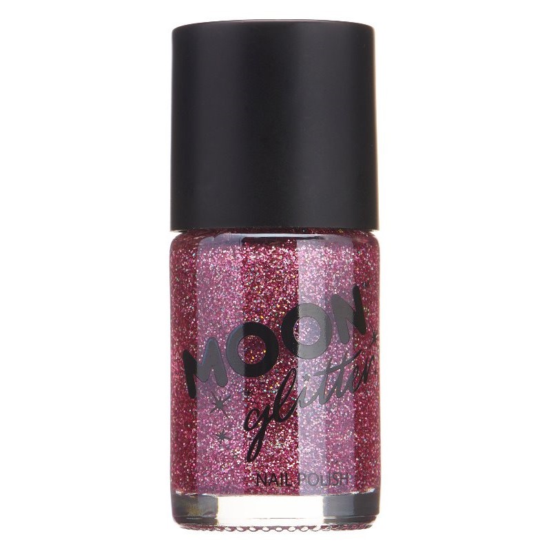 Lak na nehty holografick� s glitry r��ov� 14 ml