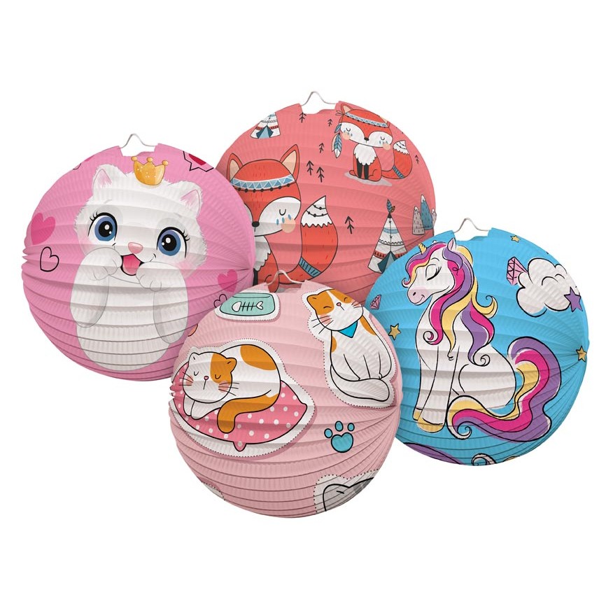 Lampi�n kulat� (kot�, li�ka, jednoro�ec, li�ka) 25 cm 1 ks