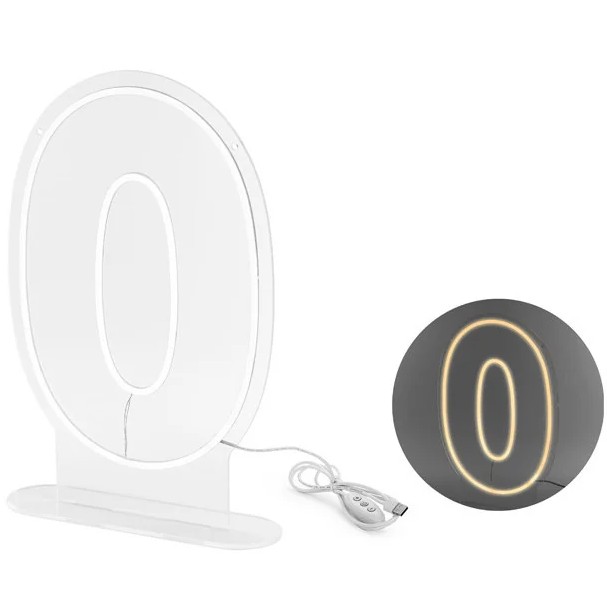 Neonov� LED ��slo '0', b�l�, 50 cm