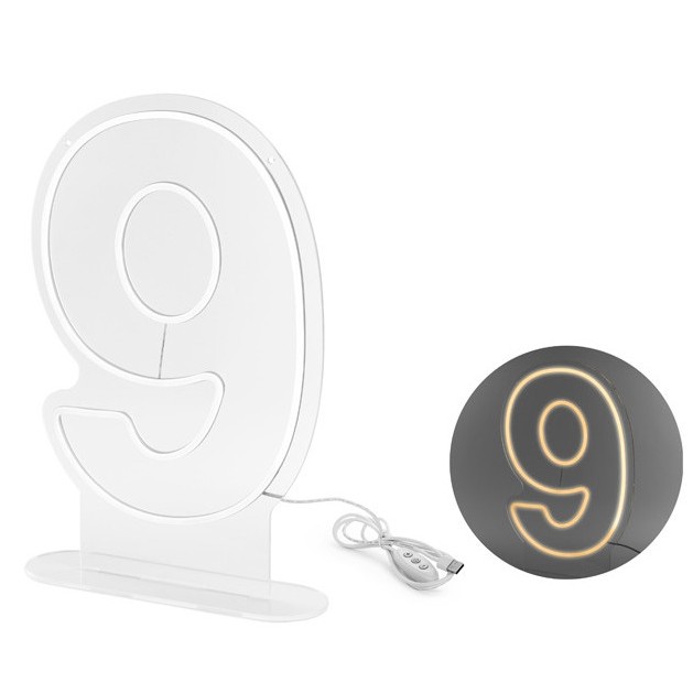 Neonov� LED ��slo '9', b�l�, 50 cm