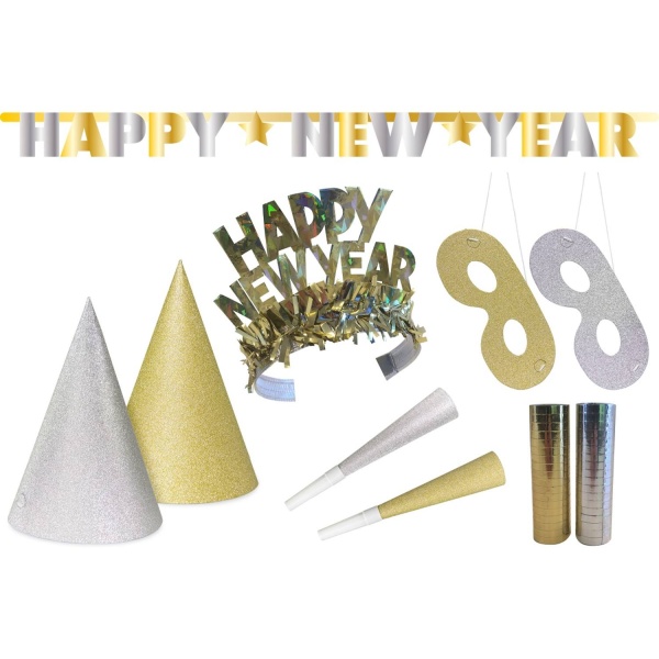 PARTY SET Happy New Year glitrov� 27ks