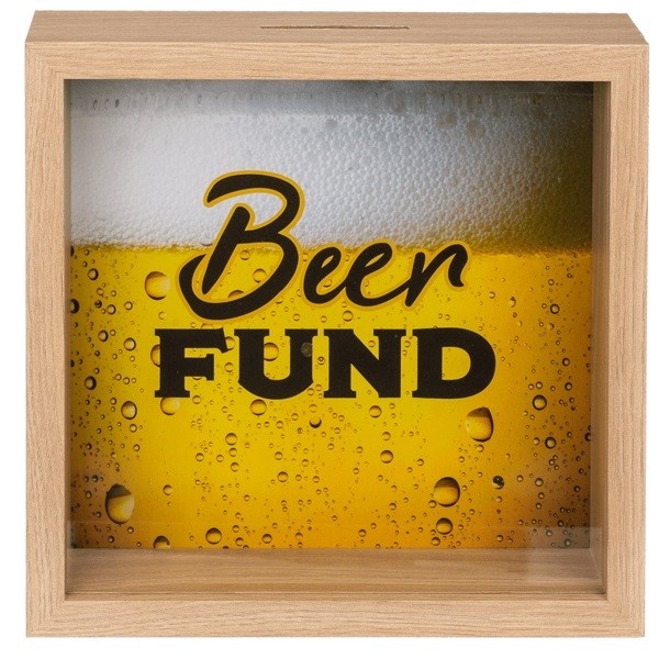 Pokladni�ka d�ev�n� Beer fund 20 x 20 cm