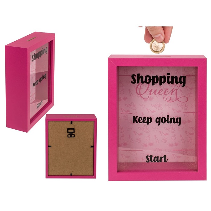 Pokladni�ka d�ev�n� r��ov� Shopping 18 x 14 cm