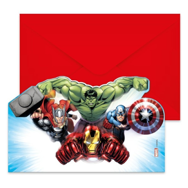 Pozv�nky s ob�lkami Avangers 6 ks