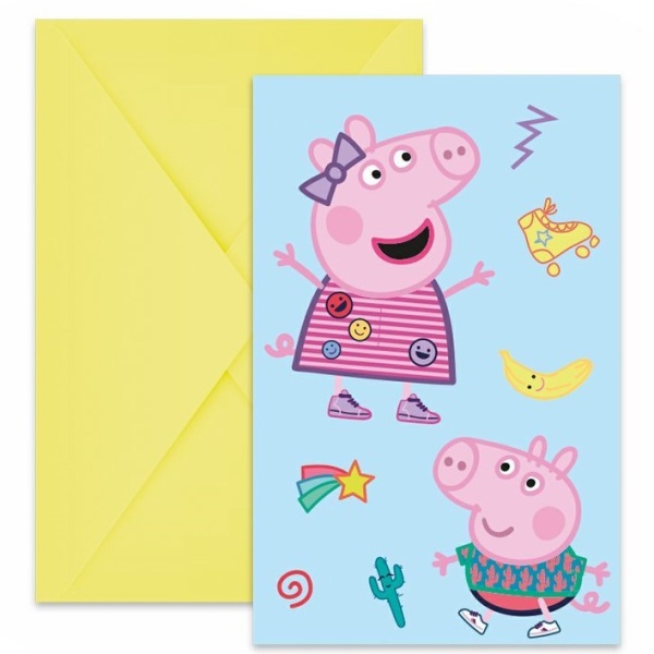 Pozv�nky s ob�lkami Peppa Pig 6 ks