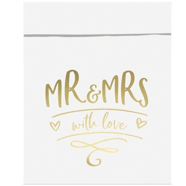SACEK NA SLADKOSTI Mr&Mrs b�l� 13x14cm, 6ks
