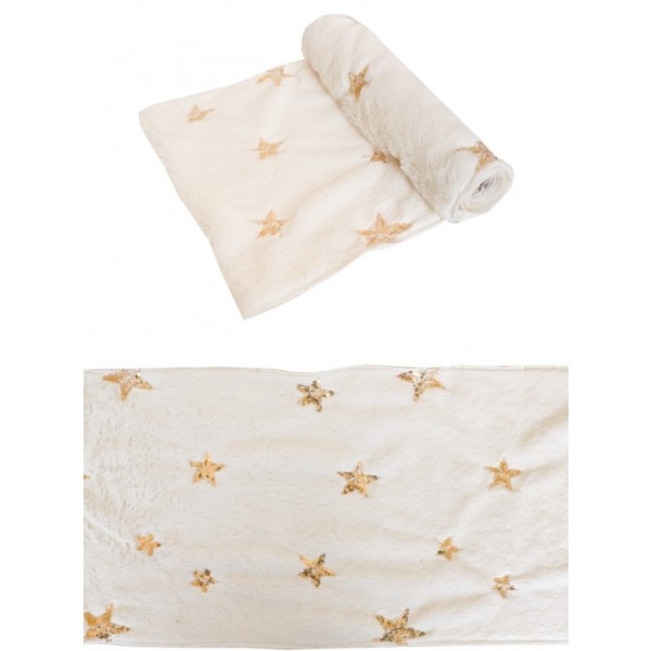 �ERPA stolov� ply�ov� b�l� se zlat�mi hv�zdami 28cm x 3m