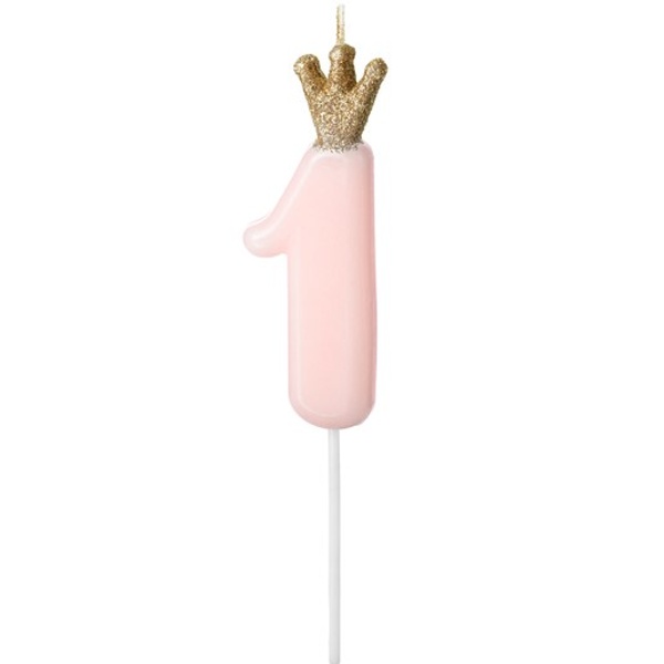 SV��KA narozeninov� ��slo 1, sv�tle r��ov�, 9,5 cm