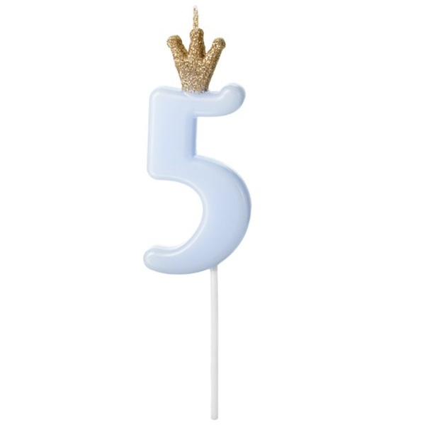 SV��KA narozeninov� ��slo 5, sv�tle modr�, 9,5 cm