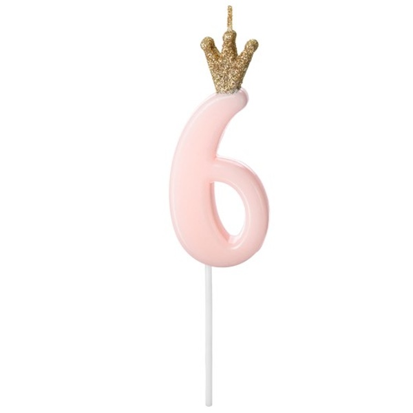 SV��KA narozeninov� ��slo 6, sv�tle r��ov�, 9,5 cm