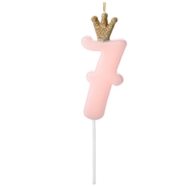 SV��KA narozeninov� ��slo 7, sv�tle r��ov�, 9,5 cm