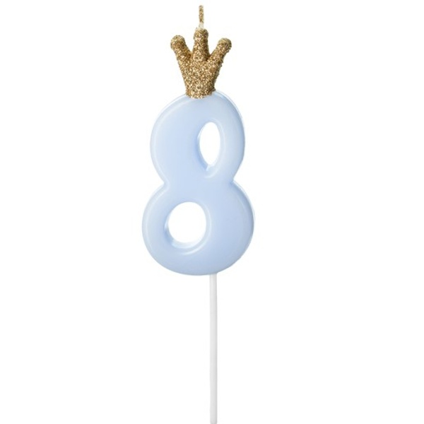 SV��KA narozeninov� ��slo 8, sv�tle modr�, 9,5 cm